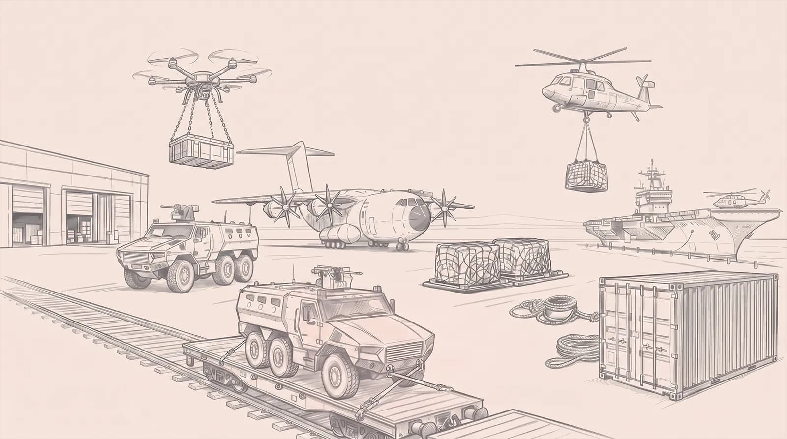 Multi-domain logistics ecosystem — technical illustration